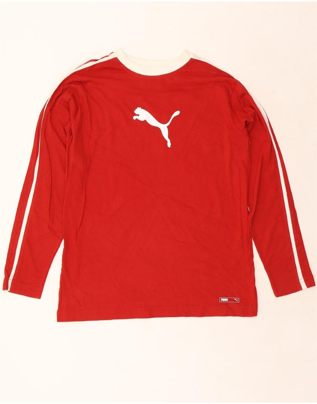 PUMA Mens Graphic Top Long Sleeve Medium Red Colourblock