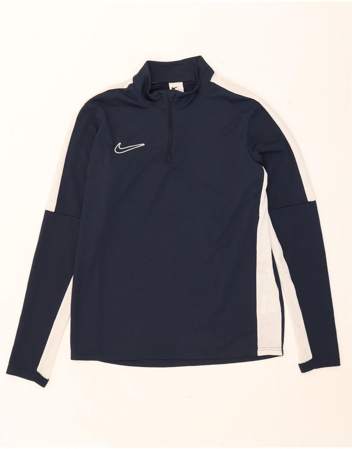Nike Mens Dri Fit Pullover Tracksuit Top Medium Navy Blue Colourblock