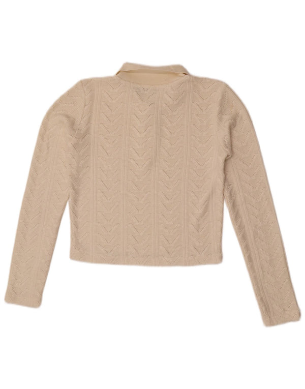 Zara Womens Crop Polo Neck Jumper Sweater UK 12 Medium Off White