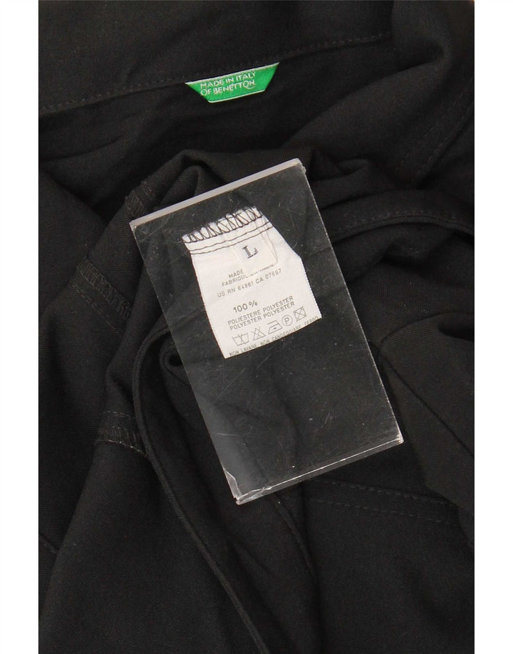 Benetton Womens Crop Bomber Jacket UK 14 Large Black Polyester