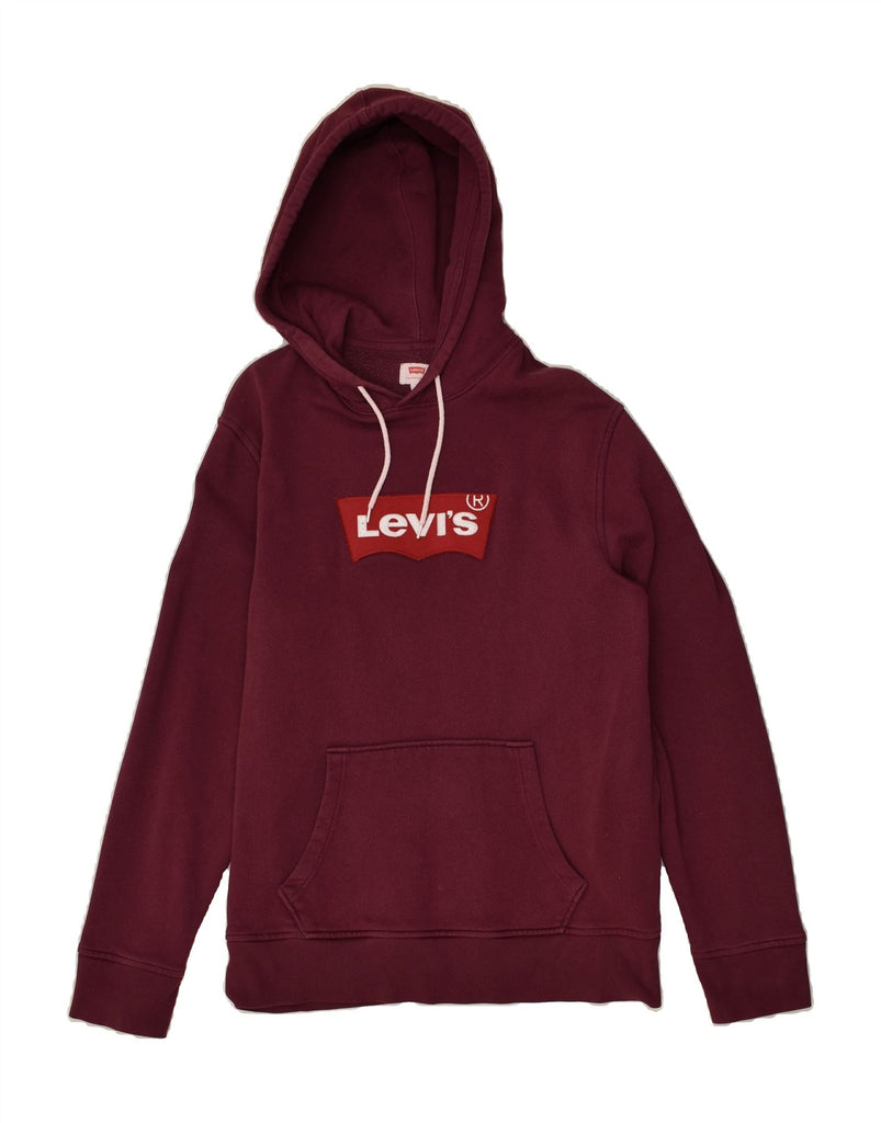 LEVI'S Mens Graphic Hoodie Jumper Medium Burgundy Cotton | Vintage Levi's | Thrift | Second-Hand Levi's | Used Clothing | Messina Hembry 