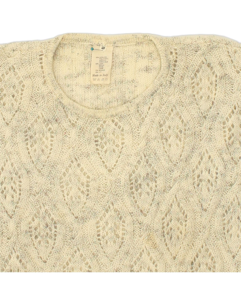 VINTAGE Womens Crew Neck Jumper Sweater IT 48 XL Beige Flecked Acrylic | Vintage Vintage | Thrift | Second-Hand Vintage | Used Clothing | Messina Hembry 