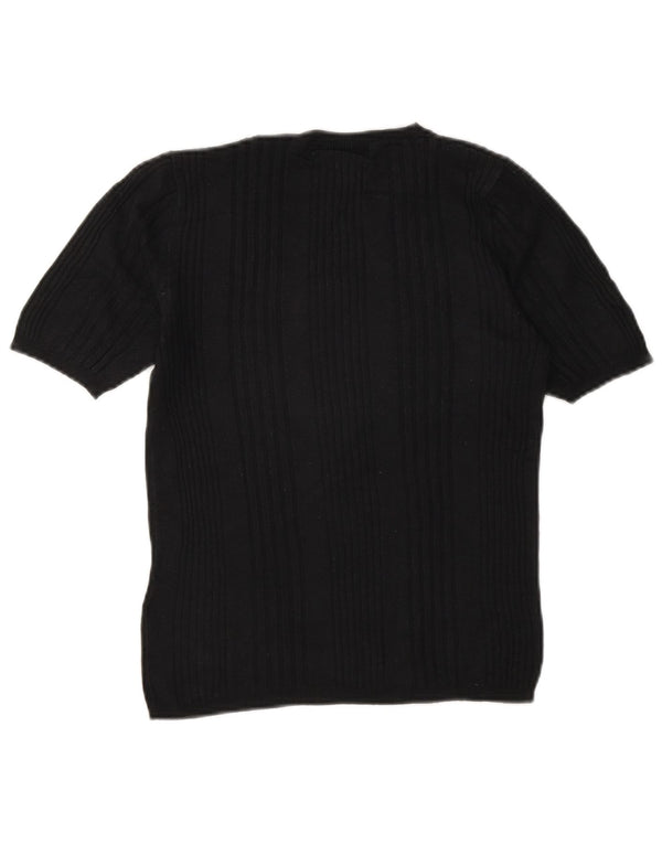 Marks & Spencer Womens Crop Boat Neck Jumper Sweater UK 8 Small Navy Blue