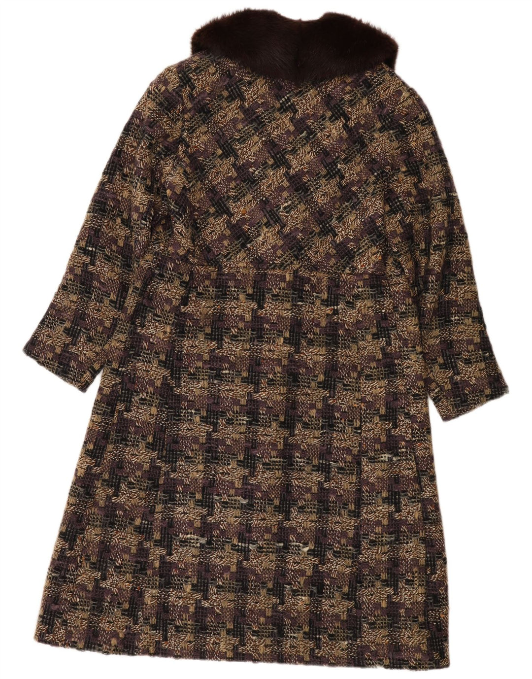 VINTAGE Womens Overcoat UK 14 Medium Multicoloured Check