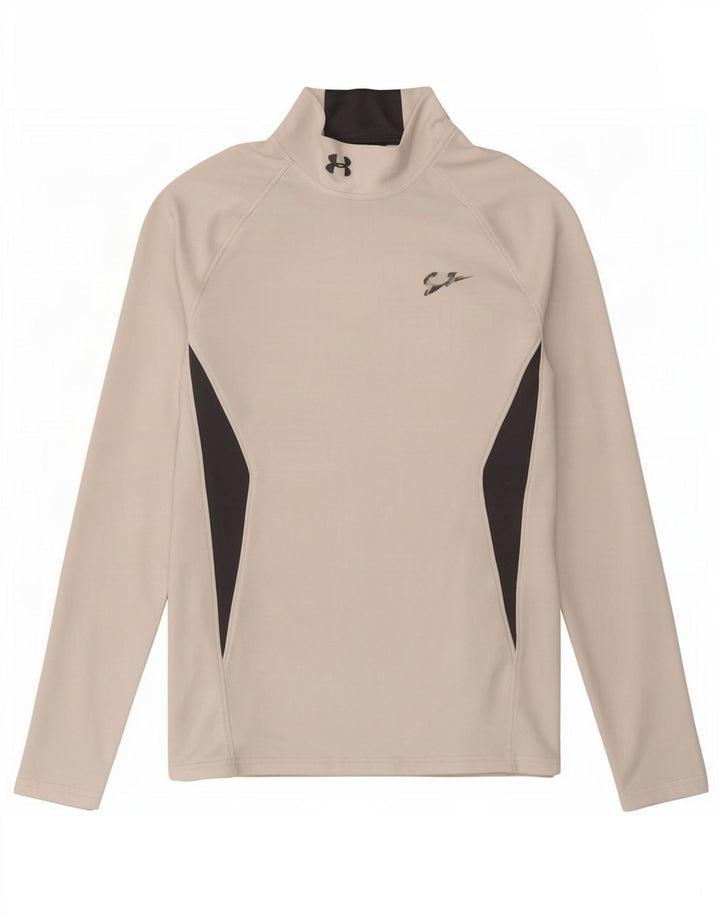 Under Armour Mens Cold Gear Top Long Sleeve Small White Colourblock