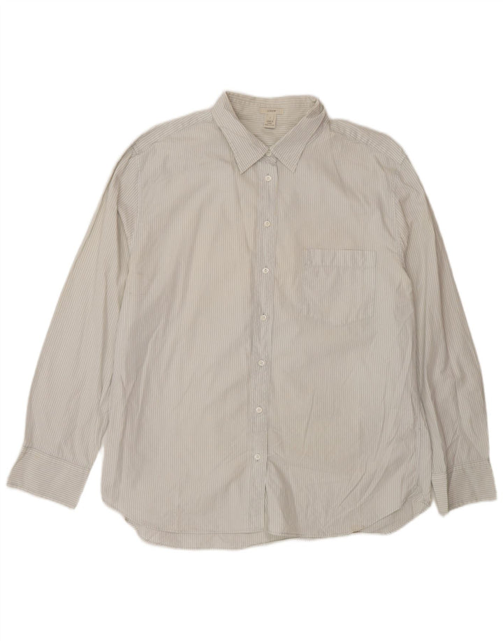 J. Crew Mens Shirt Large White Pinstripe Cotton