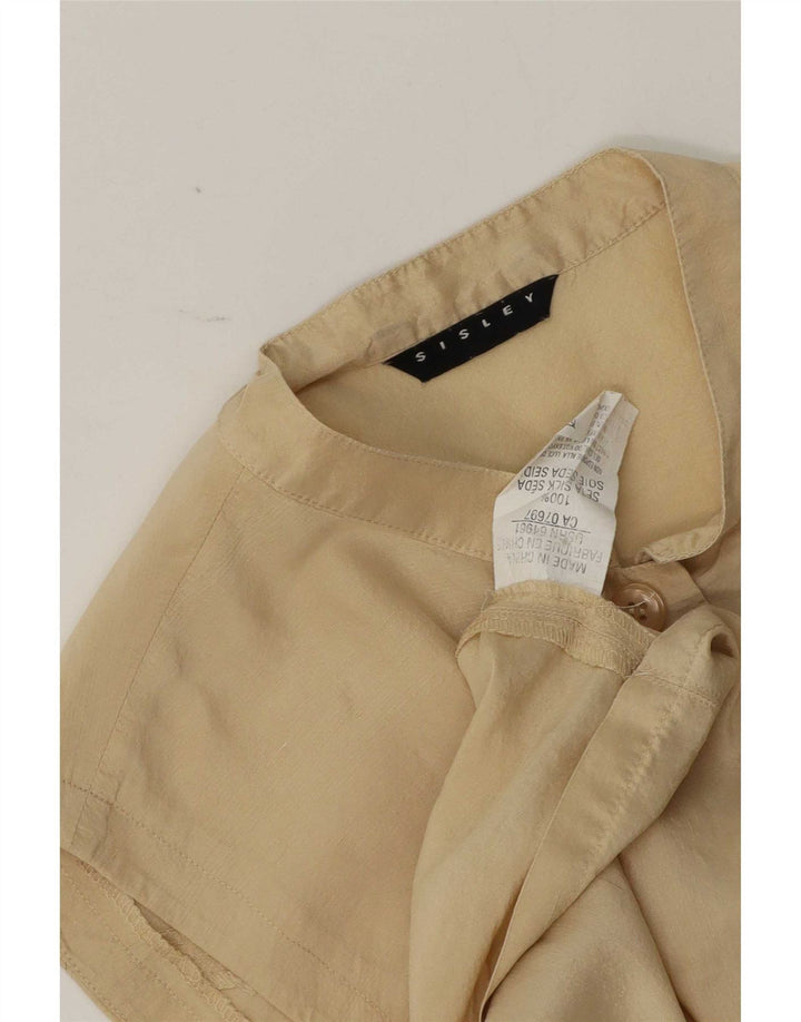 Sisley Womens Sleeveless Shirt Blouse UK 14 Medium Beige Silk