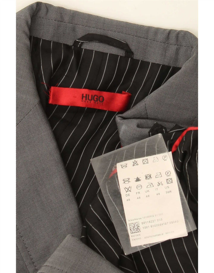 Hugo Boss Mens 2 Button Blazer Jacket EU 48 Medium Grey Wool