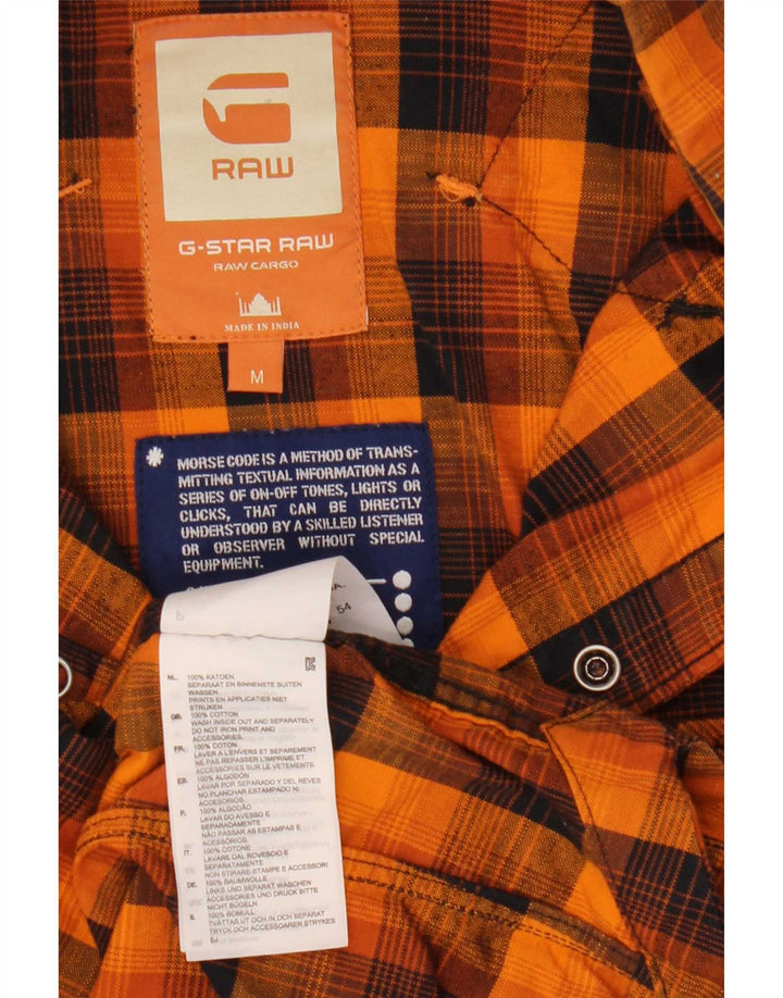 G-Star Mens Shirt Medium Orange Check Cotton
