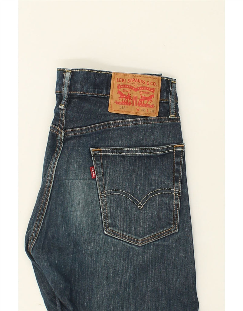 LEVI'S Mens 513 Slim Straight Jeans W30 L34  Blue Cotton | Vintage Levi's | Thrift | Second-Hand Levi's | Used Clothing | Messina Hembry 