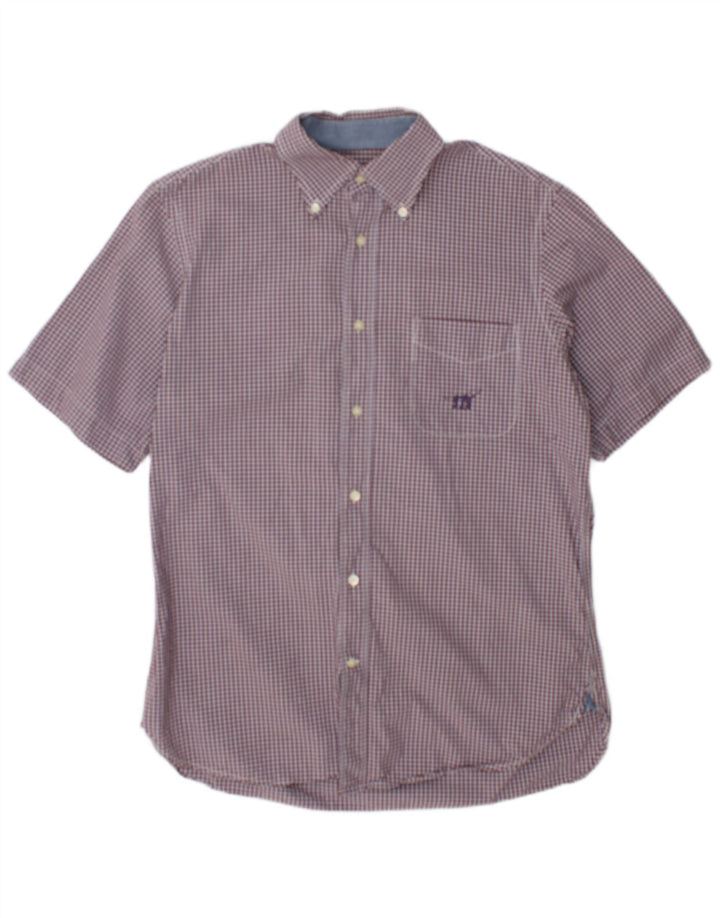Henry Cottons Mens Short Sleeve Shirt Size 40 Medium Brown Check