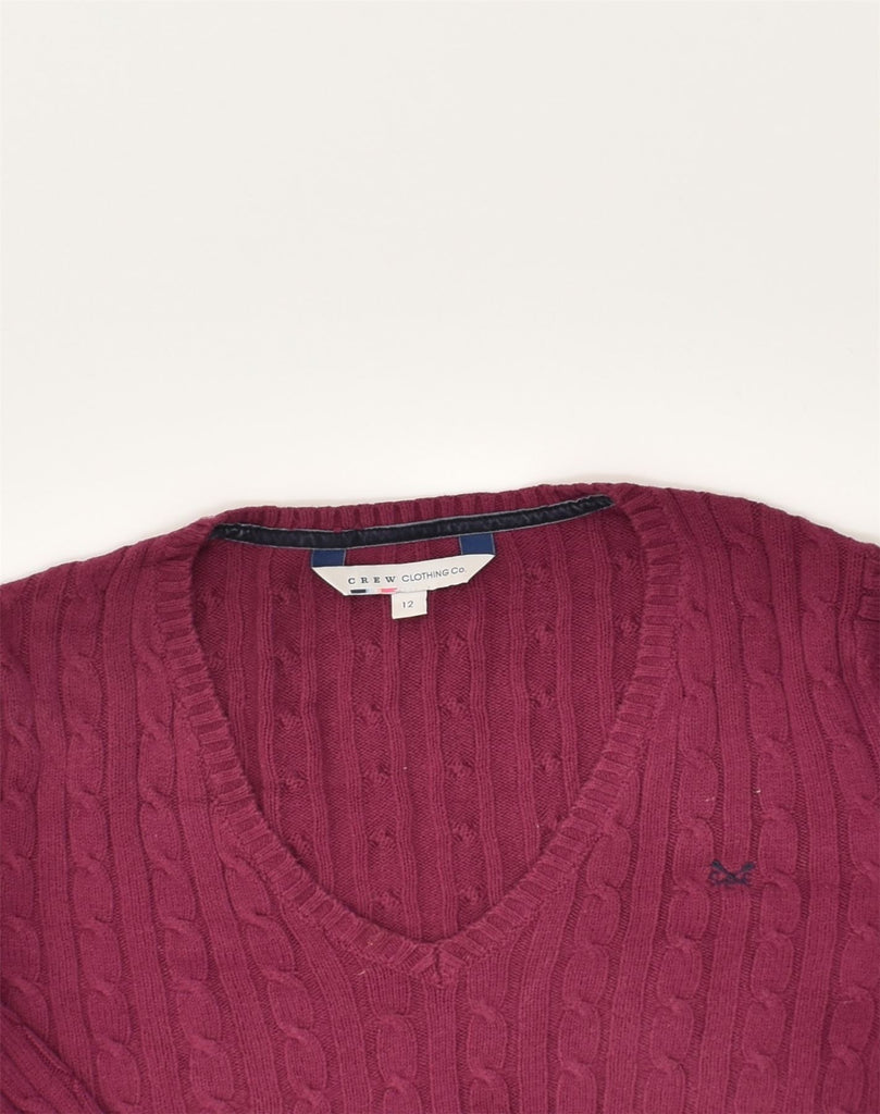 CREW CLOTHING Womens V-Neck Jumper Sweater UK 12 Medium  Maroon Cotton | Vintage Crew Clothing | Thrift | Second-Hand Crew Clothing | Used Clothing | Messina Hembry 