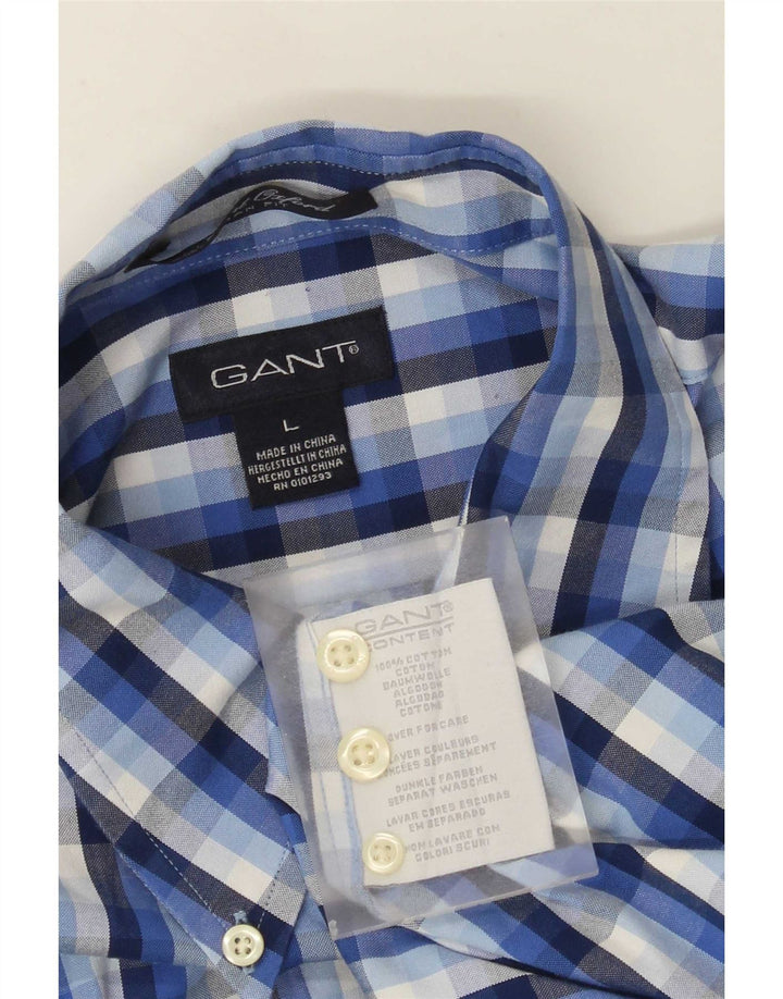 Gant Mens Shirt Large Blue Check Cotton