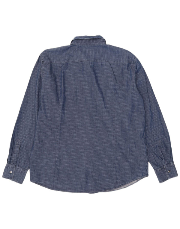 Hugo Boss Mens Slim Fit Shirt 2XL Blue Argyle/Diamond Cotton