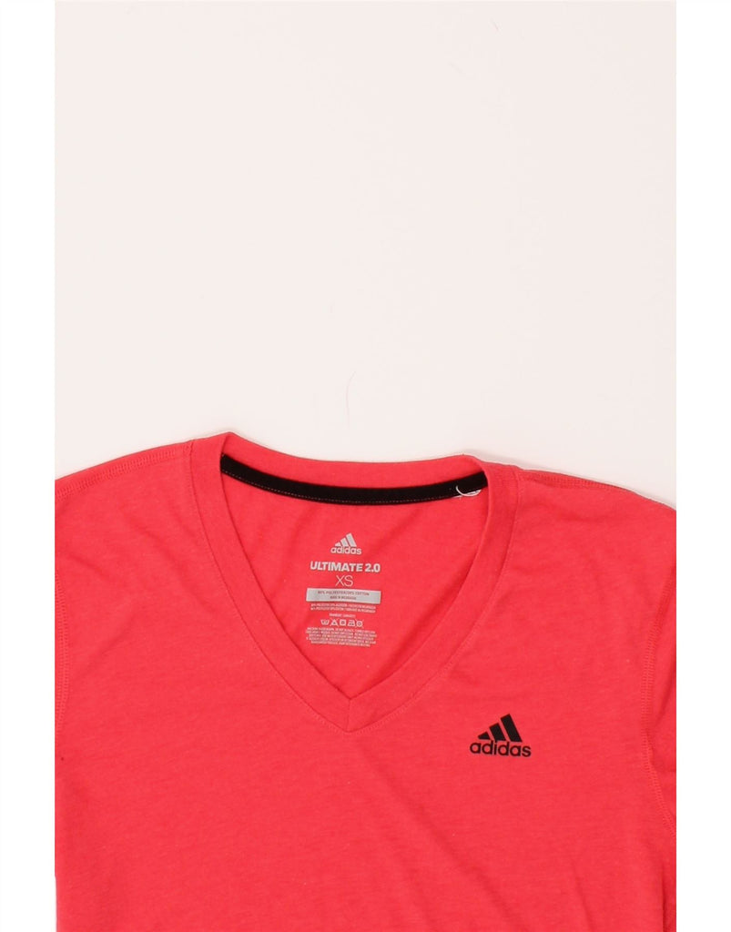 ADIDAS Womens T-Shirt Top UK 6 XS Red Polyester | Vintage Adidas | Thrift | Second-Hand Adidas | Used Clothing | Messina Hembry 