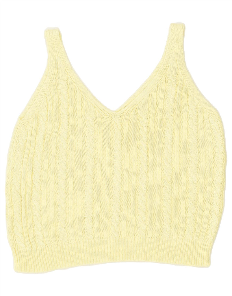 VINTAGE Womens Knit Vest Top UK 12 Medium Yellow | Vintage Vintage | Thrift | Second-Hand Vintage | Used Clothing | Messina Hembry 