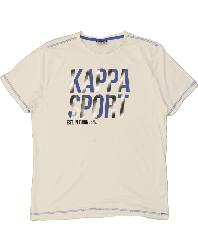 KAPPA Mens Graphic T-Shirt Top Large White Cotton | Vintage Kappa | Thrift | Second-Hand Kappa | Used Clothing | Messina Hembry 