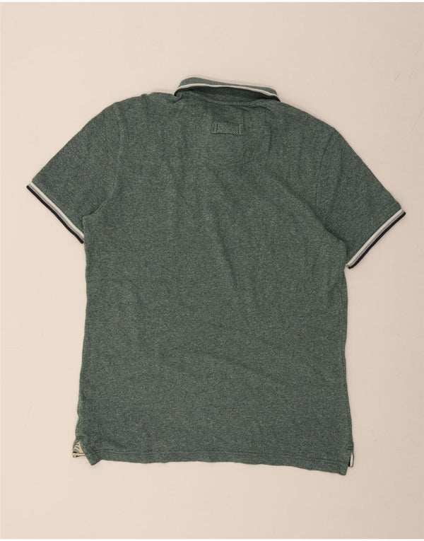 FAT FACE Mens Polo Shirt Medium Green Striped Cotton