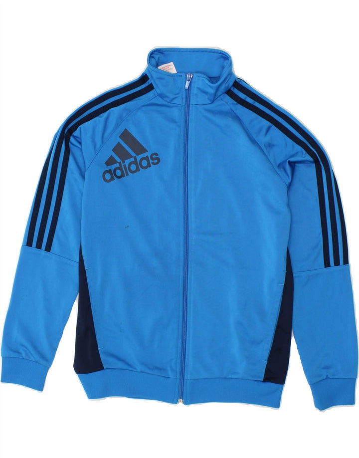 ADIDAS Boys Graphic Tracksuit Top Jacket 11-12 Years Blue Colourblock Vintage Adidas and Second-Hand Adidas from Messina Hembry 