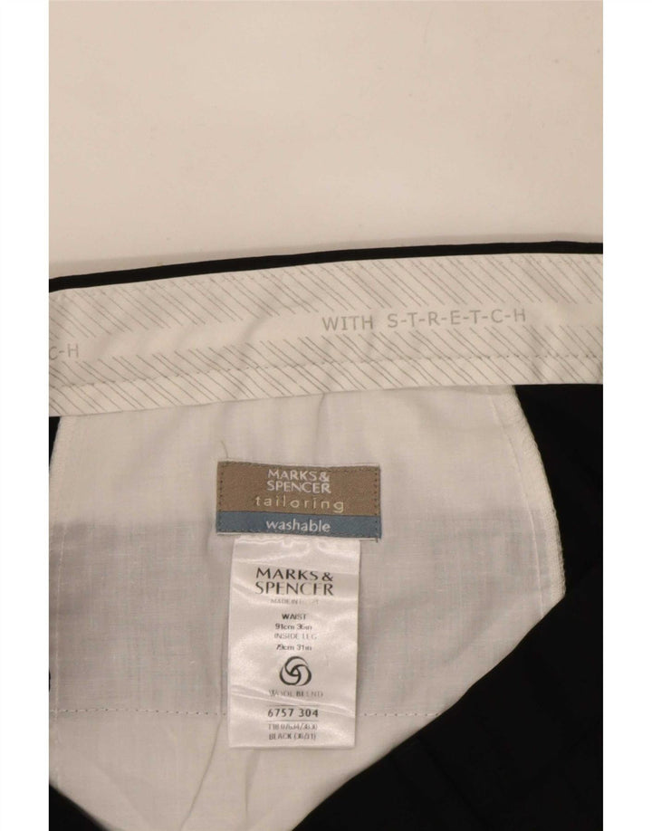 Marks & Spencer Mens Pegged Suit Trousers W36 L31 Black Polyester