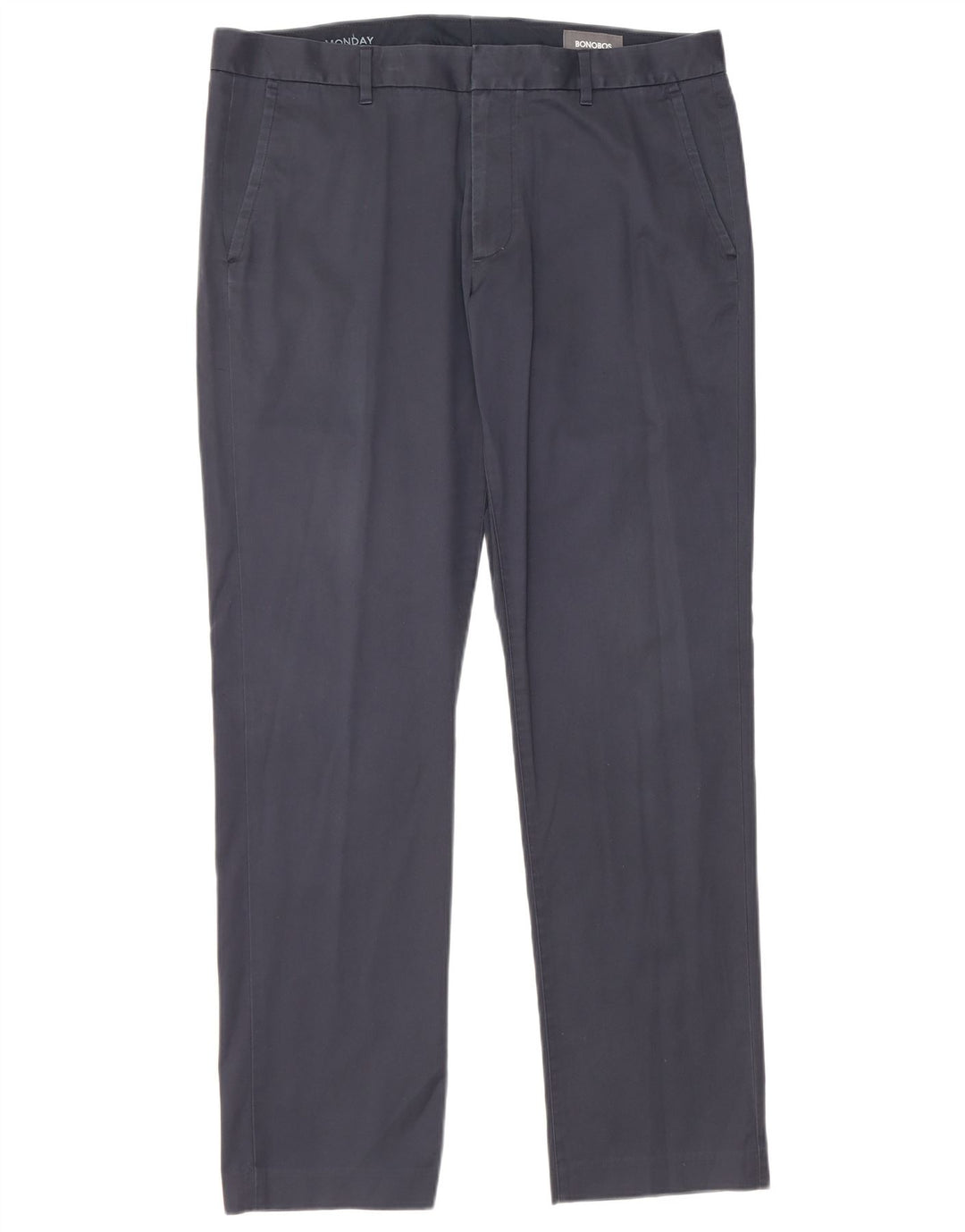 BONOBOS Mens Monday Straight Chino Trousers W35 L32 Navy Blue Cotton