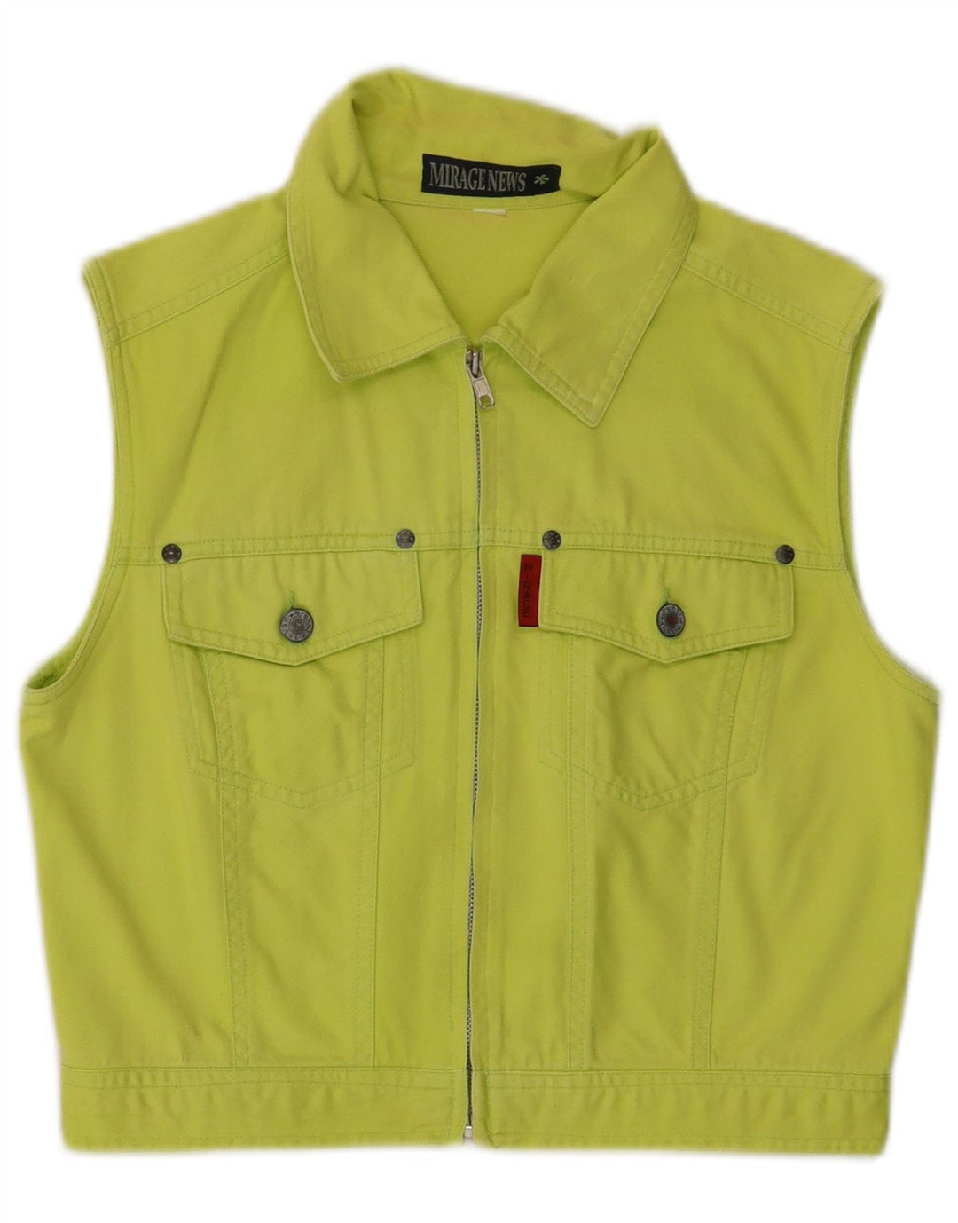 Mirage Womens Crop Denim Gilet UK 12 Medium Green Cotton