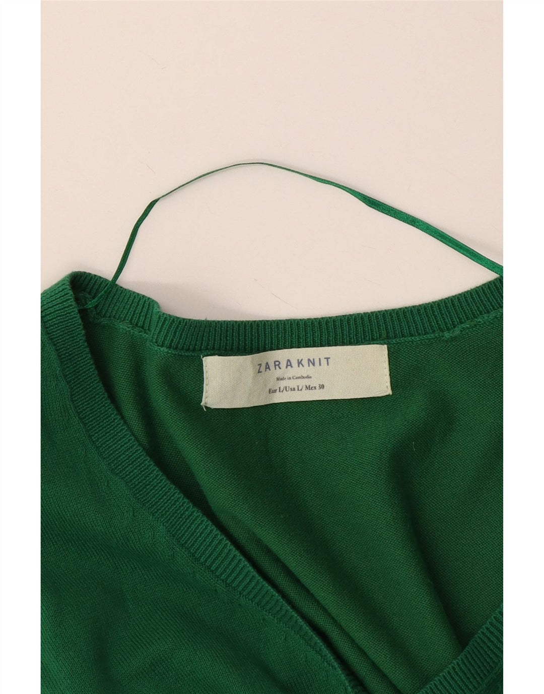 Zara Womens V-Neck Jumper Sweater UK 14 Large Green
