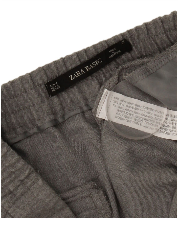 Zara Womens Straight Cropped Trousers Medium W28 L25 Grey Polyester