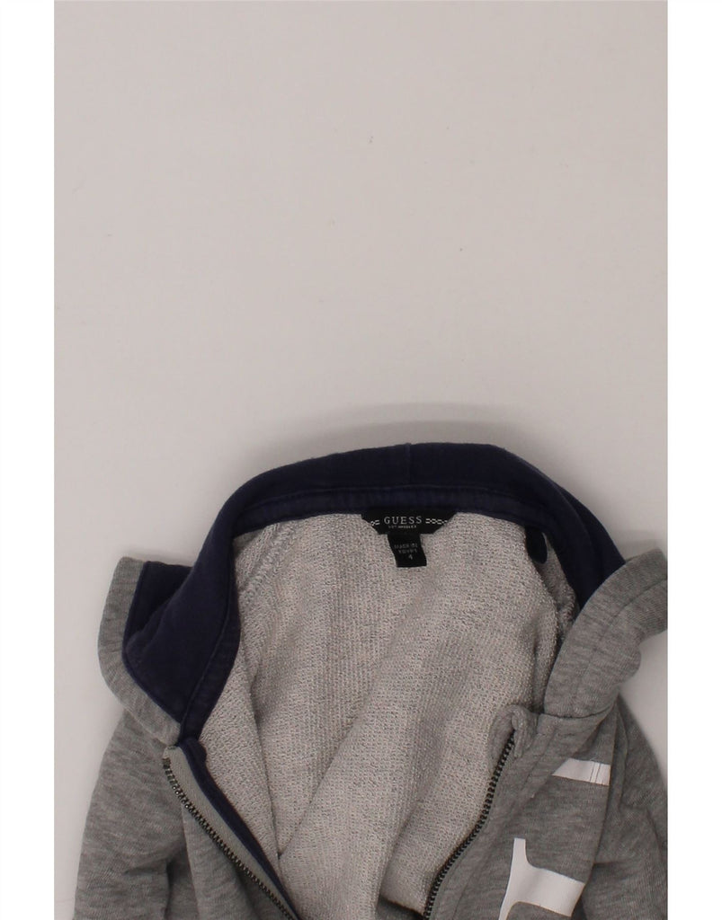 GUESS Boys Graphic Zip Hoodie Sweater 3-4 Years Grey Vintage Guess and Second-Hand Guess from Messina Hembry 
