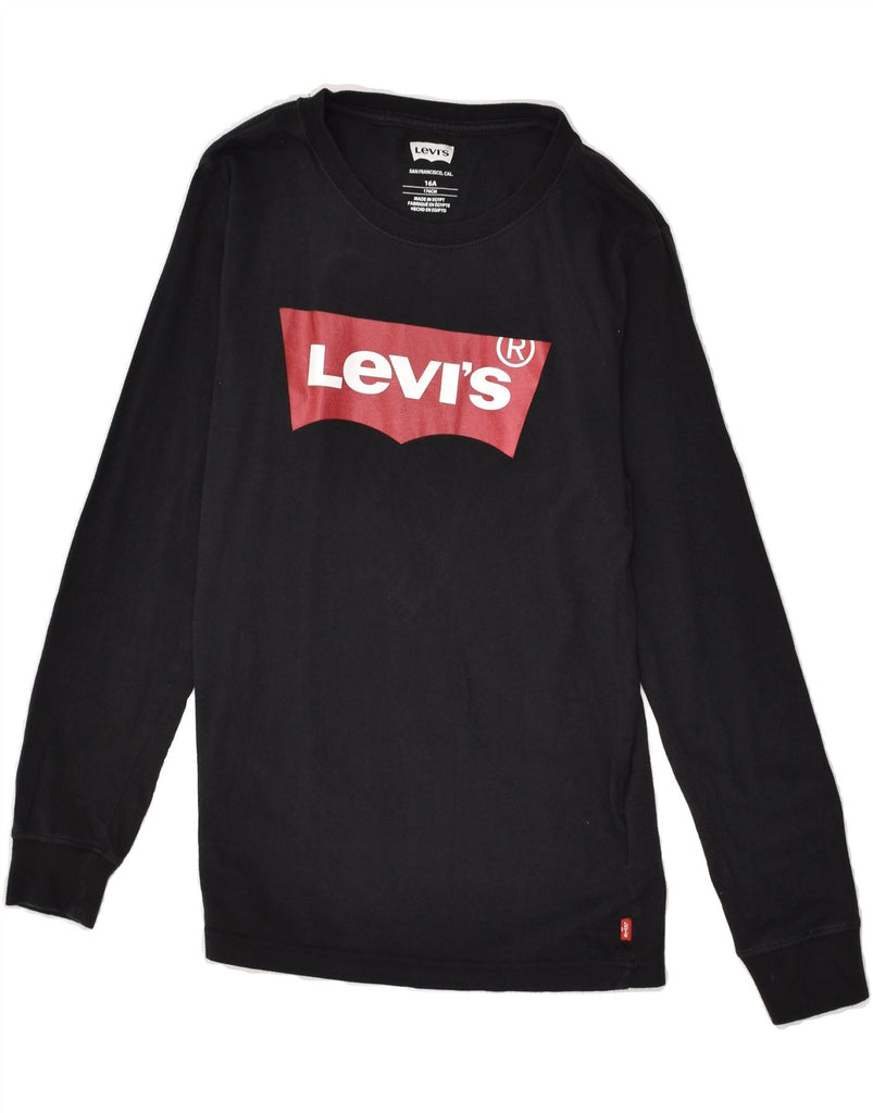 LEVI'S Boys Graphic Top Long Sleeve 15-16 Years Black Cotton | Vintage Levi's | Thrift | Second-Hand Levi's | Used Clothing | Messina Hembry 