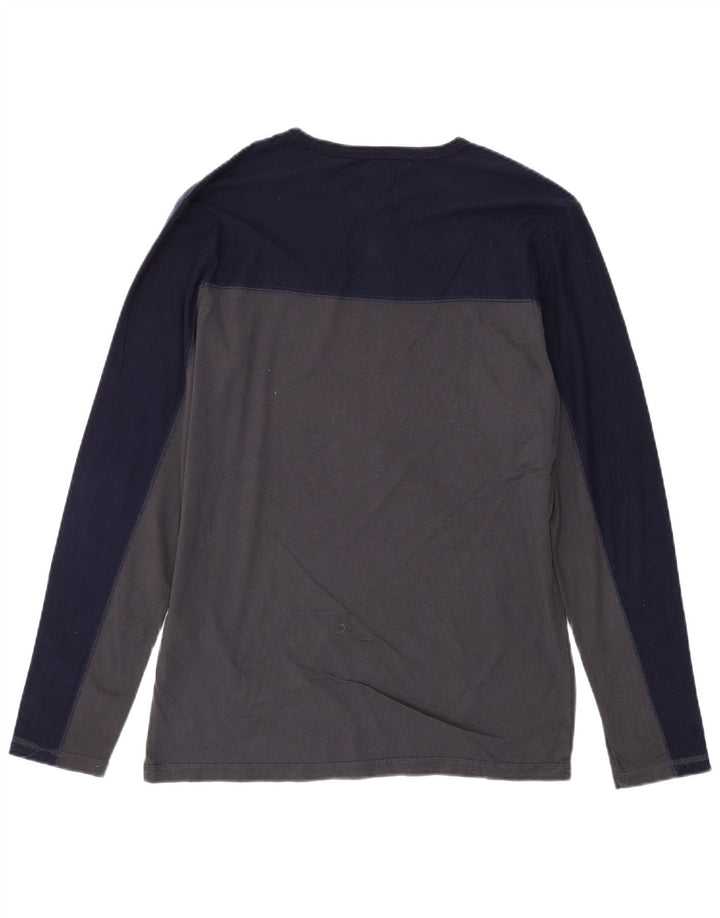 JACK & JONES Mens Graphic Top Long Sleeve Large Grey Colourblock Cotton