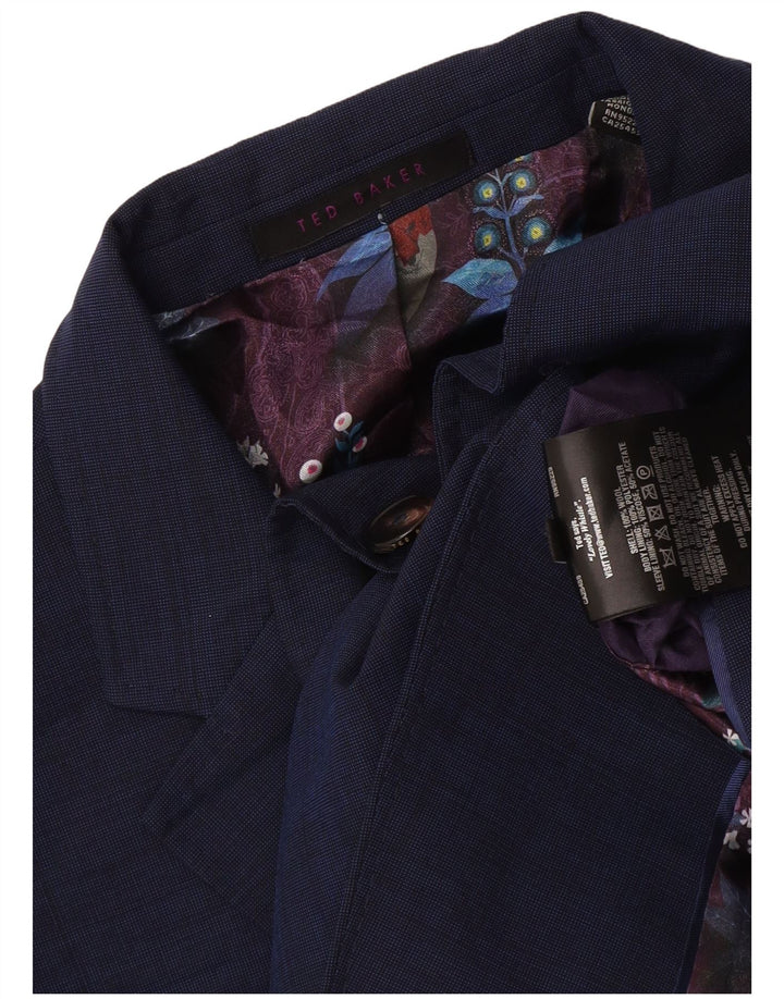 Ted Baker Mens 2 Button Blazer Jacket UK 44 2XL Navy Blue Wool