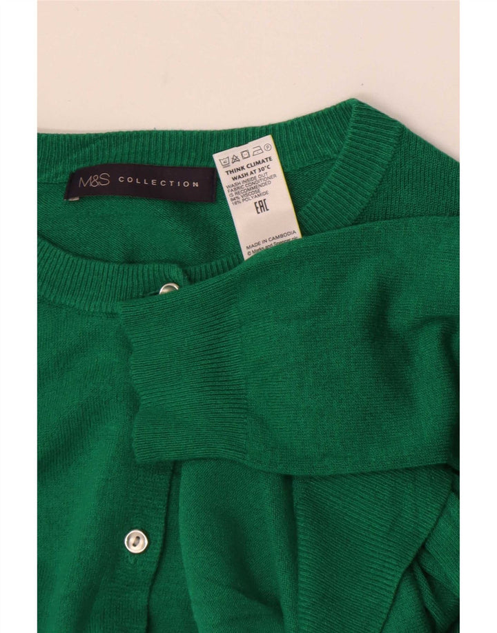 Marks & Spencer Womens Cardigan Sweater UK 14 Large Green Viscose