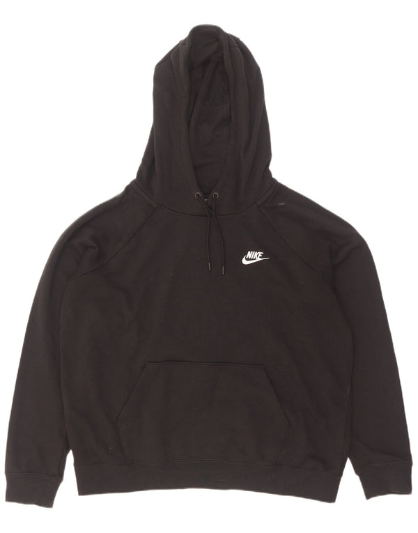 Nike Womens Hoodie Jumper UK 16 Large Black Cotton
