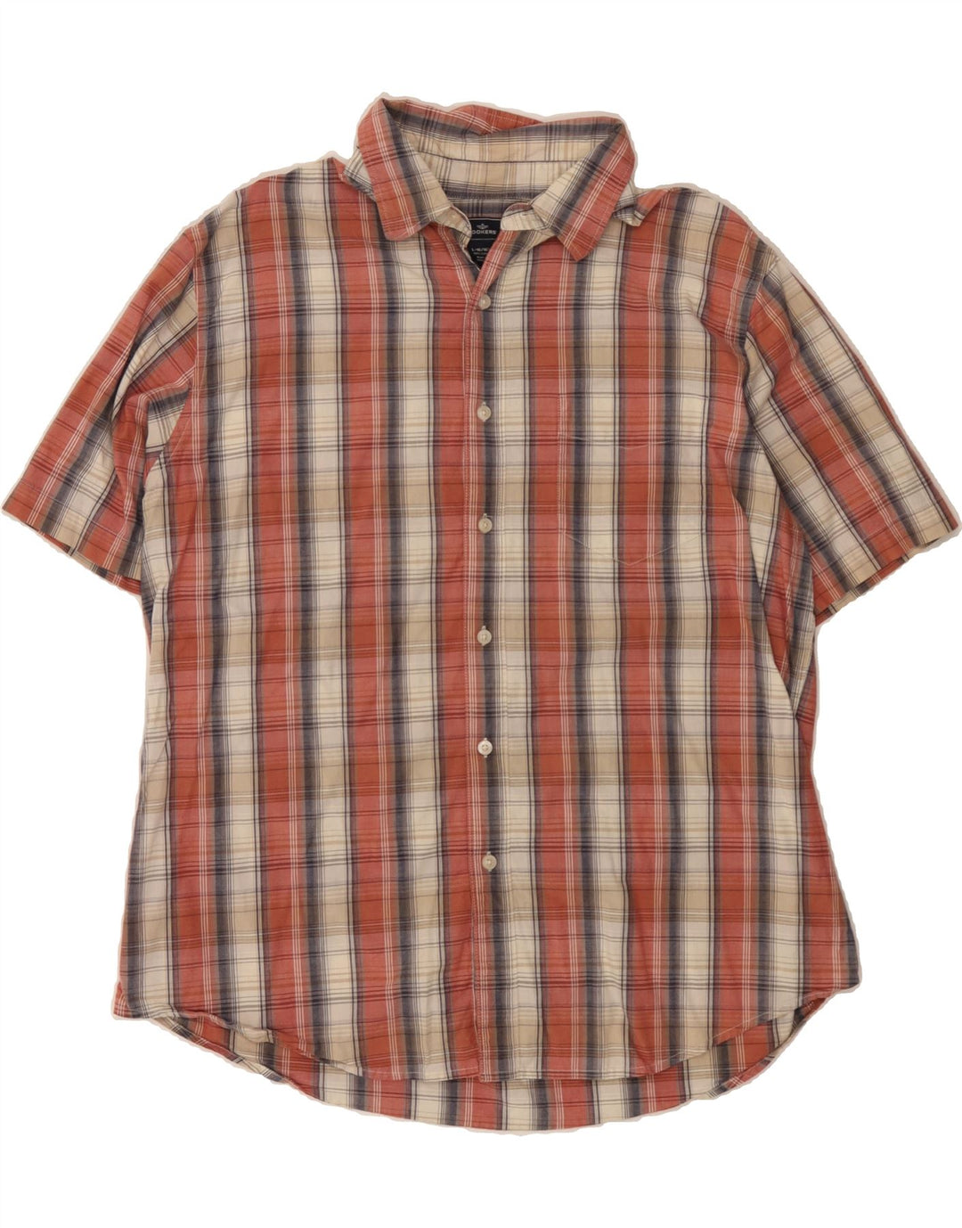 DOCKERS Mens Short Sleeve Shirt Size 16/16 1/2 Large Red Check Cotton Vintage Dockers and Second-Hand Dockers from Messina Hembry 