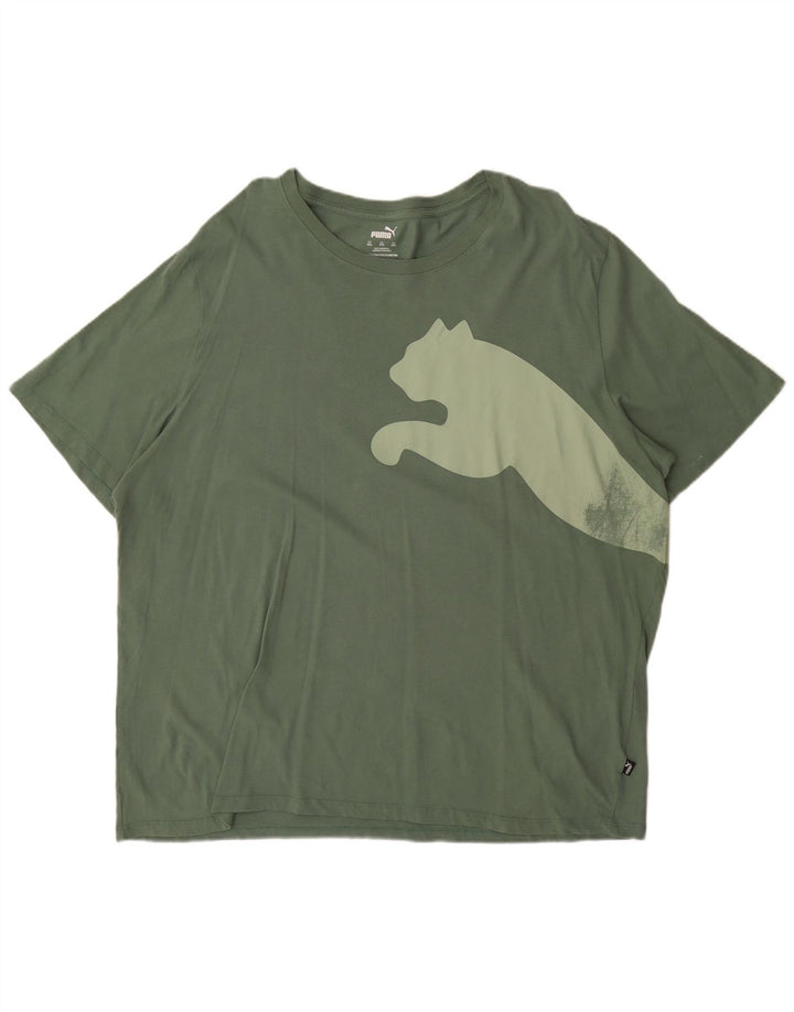 PUMA Mens Graphic T-Shirt Top 2XL Green Cotton