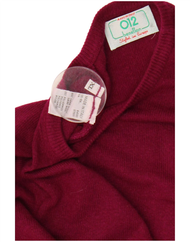 Benetton Womens Crew Neck Jumper Sweater UK 18 XL Maroon Wool