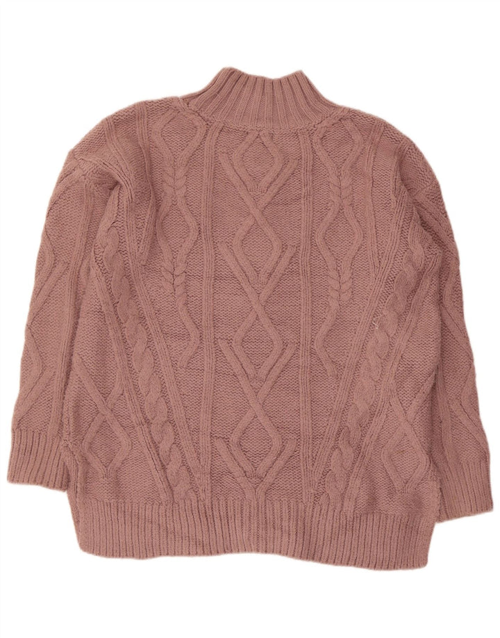 Fat Face Womens Oversized Turtle Neck Jumper Sweater UK 10 Small Pink