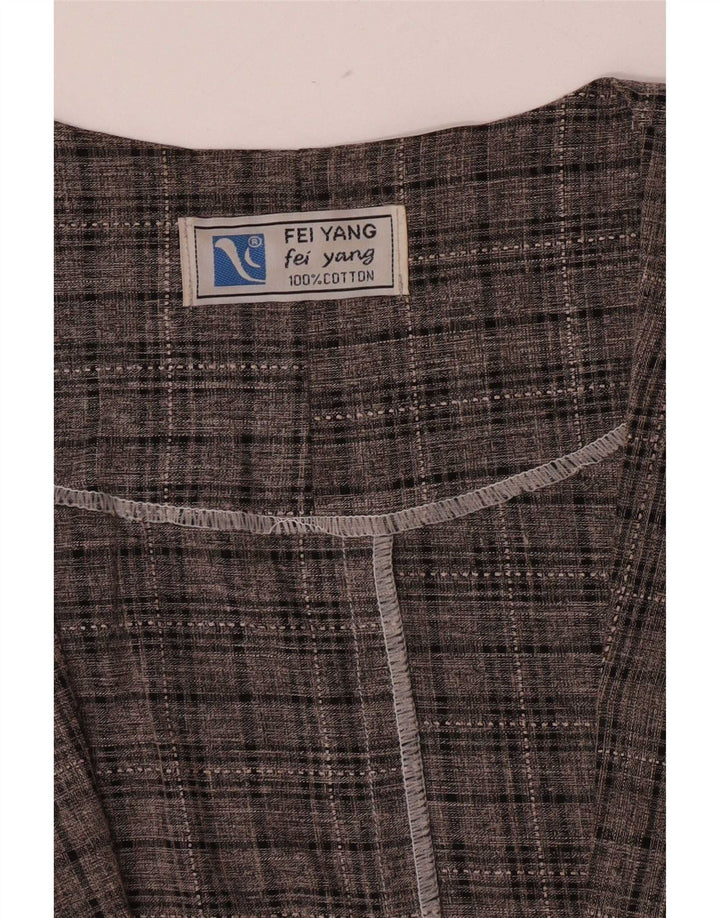Vintage Womens Longline Open Blazer Jacket UK 14 Medium Grey Plaid