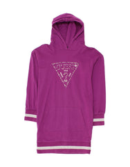 GUESS Womens Graphic Hoodie Dress UK 10 Small Purple Cotton