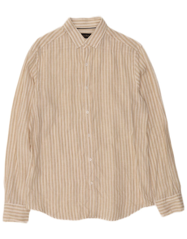 Massimo Dutti Mens Shirt Medium Beige Pinstripe