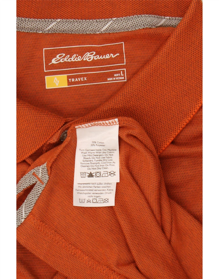 Eddie Bauer Mens Polo Shirt Large Orange Cotton