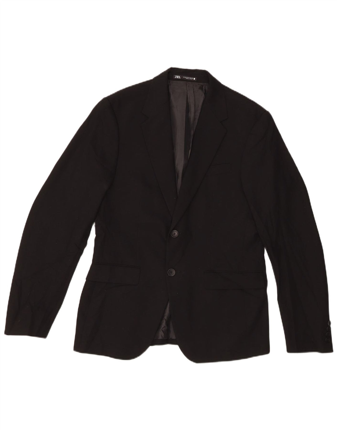 Zara Mens 2 Button Blazer Jacket EU 48 Medium Black Viscose