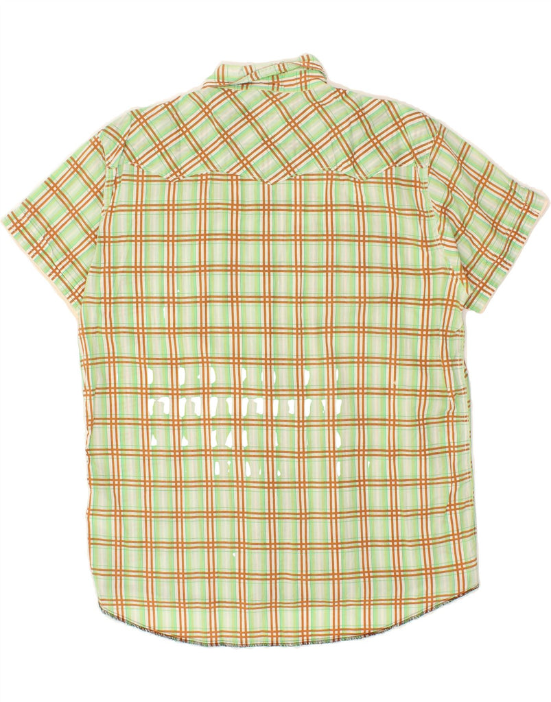 VINTAGE Mens Short Sleeve Shirt XL Green Check Cotton Vintage Vintage and Second-Hand Vintage from Messina Hembry 