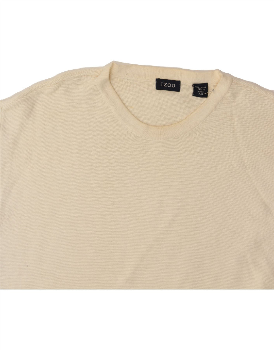 IZOD Mens Crew Neck Jumper Sweater 2XL Beige Cotton Vintage Izod and Second-Hand Izod from Messina Hembry 