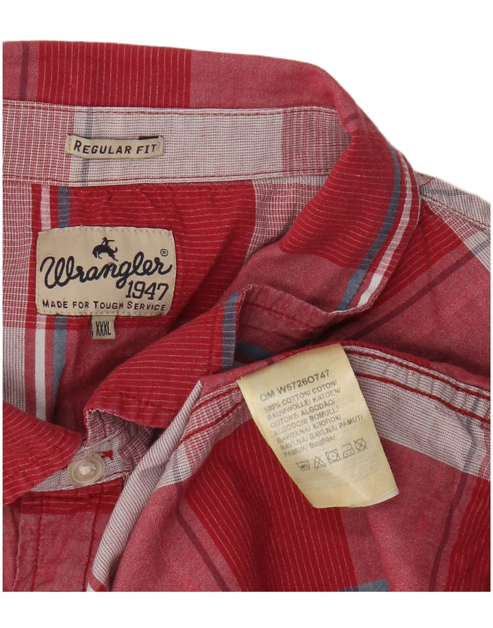 WRANGLER Mens Regular Fit Short Sleeve Shirt 3XL Pink Check Cotton