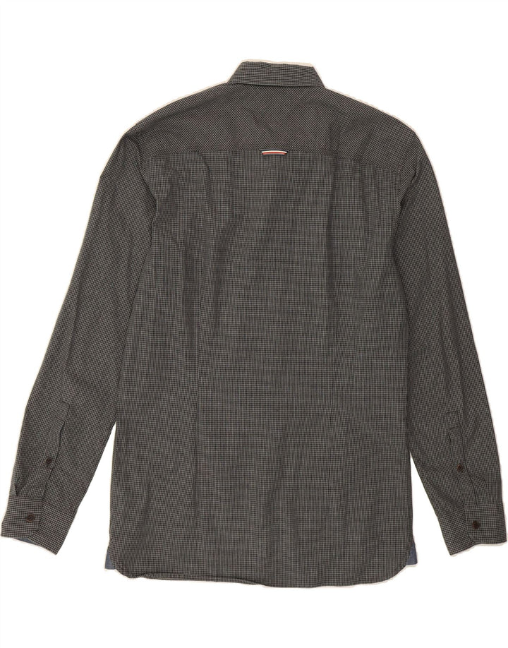 TOMMY HILFIGER Mens Slim Fit Shirt Large Grey Gingham Cotton Vintage Tommy Hilfiger and Second-Hand Tommy Hilfiger from Messina Hembry 
