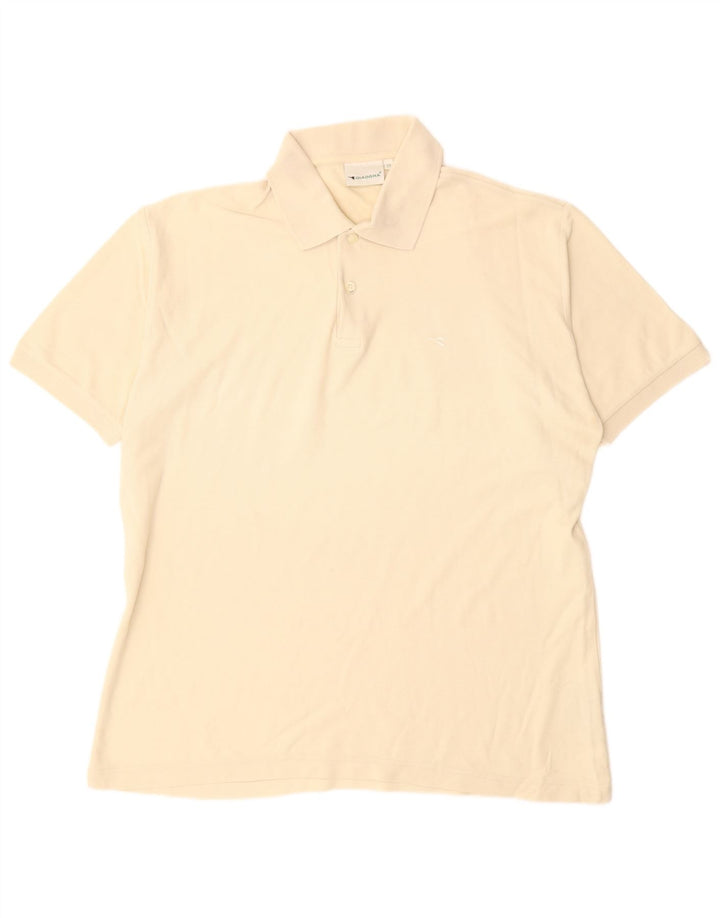 DIADORA Mens Polo Shirt IT 52 Large Beige Cotton