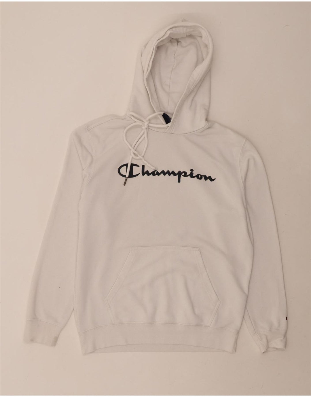 CHAMPION Mens Graphic Hoodie Jumper Large White Cotton Vintage Champion and Second-Hand Champion from Messina Hembry 