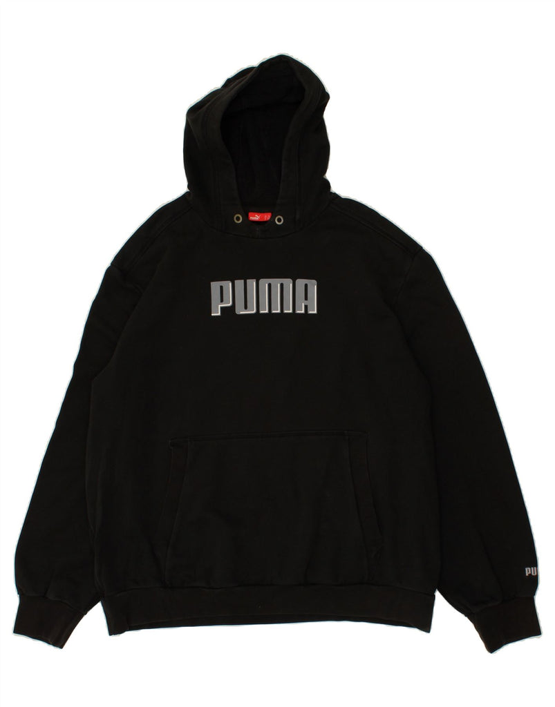 PUMA Mens Graphic Hoodie Jumper 2XL Black Cotton | Vintage Puma | Thrift | Second-Hand Puma | Used Clothing | Messina Hembry 